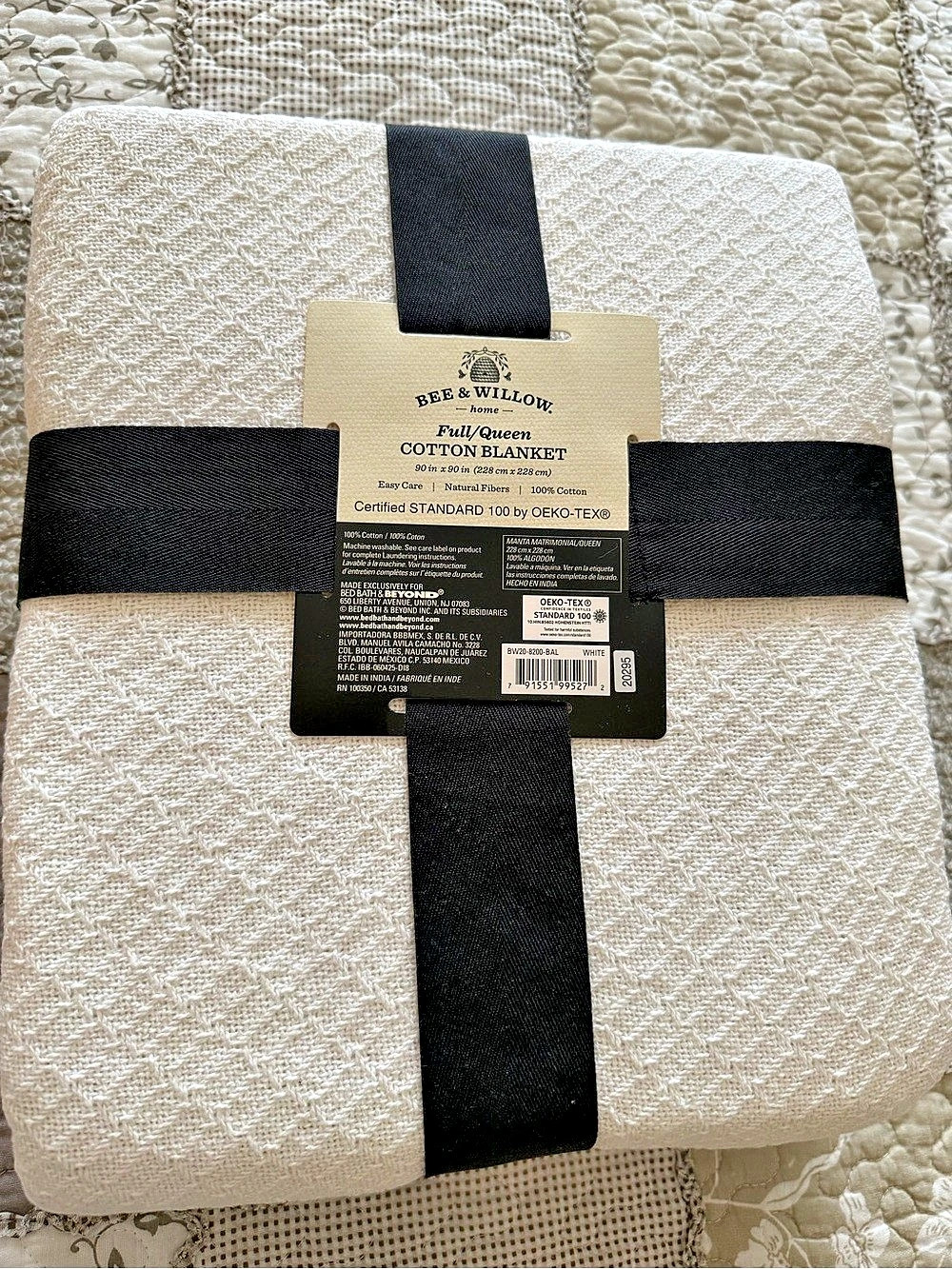 Bee & Willow Home Cotton Blanket in Cream NWT